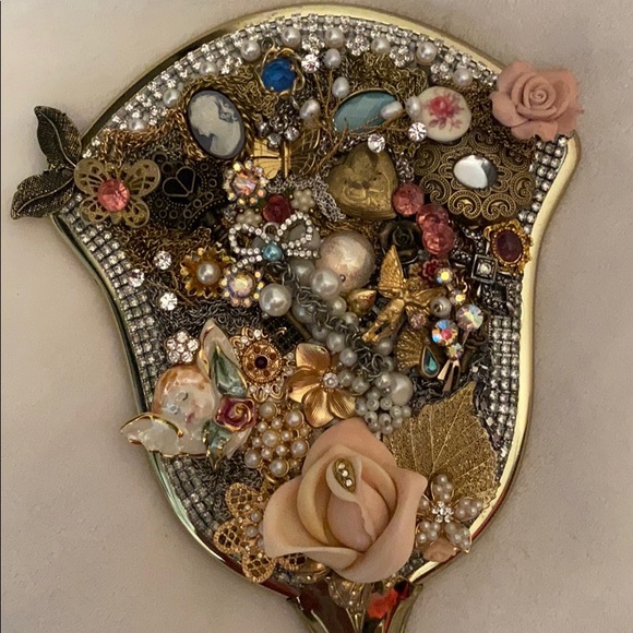 Vintage & Artisan Other - Vintage Vanity Mirror Repurposed Jewelry Collage